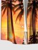Coconut Tree Ombre Print Buttons Pocket Hawaii Shirt For Men - Violet clair S
