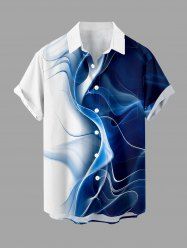 Ombre Sheer Mesh 3D Print Buttons Pocket Hawaii Shirt For Men - Bleu L