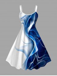 Ombre Sheer Mesh 3D Print Hawaii Tank Dress -  