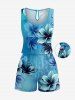 Matching Hawaii Shirt and Romper Beach Outfit Flower Ombre Print For Couples -  