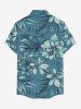 Chemise hawaïenne grande taille pour homme, à imprimé floral tropical et feuilles, boutons et poche. - Paon Bleu 2XL