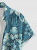 Chemise hawaïenne grande taille pour homme, à imprimé floral tropical et feuilles, boutons et poche. - Paon Bleu 2XL