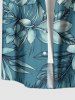 Chemise hawaïenne grande taille pour homme, à imprimé floral tropical et feuilles, boutons et poche. - Paon Bleu 2XL