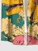 Dinosaur Cat Cloud Print Buttons Pocket Hawaii Shirt For Men -  