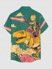 Dinosaur Cat Cloud Print Buttons Pocket Hawaii Shirt For Men -  