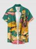Dinosaur Cat Cloud Print Buttons Pocket Hawaii Shirt For Men -  