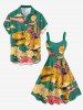 Dinosaur Cat Cloud Print Buttons Pocket Hawaii Shirt For Men -  