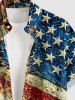 Plus Size Patriotic American Flag Fireworks Print Buttons Pocket Shirt For Men -  