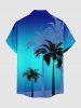 Coconut Tree Ombre Print Buttons Pocket Hawaii Shirt For Men -  