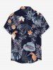 Hibiscus Flower Tropical Leaf Print Buttons Pocket Hawaii Shirt For Men -  