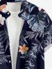 Hibiscus Flower Tropical Leaf Print Buttons Pocket Hawaii Shirt For Men -  