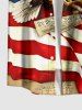 Patriotic American Flag Eagle Newspaper Print Buttons Pocket Shirt For Men -  