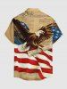 Patriotic American Flag Eagle Newspaper Print Buttons Pocket Shirt For Men -  