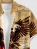 Patriotic American Flag Eagle Newspaper Print Buttons Pocket Shirt For Men -  