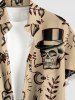 Plus Size Skull Leopard Bird Candle Ring Print Buttons Pocket Hawaii Shirt For Men -  