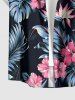 Hibiscus Flowers Tropical Leaf Print Buttons Pocket Hawaii Shirt For Men -  