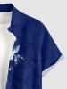Chemise hawaïenne à imprimé floral et feuilles grande taille avec poche boutonnée pour homme - Bleu 2XL