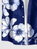 Chemise hawaïenne à imprimé floral et feuilles grande taille avec poche boutonnée pour homme - Bleu 2XL