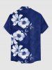 Chemise hawaïenne à imprimé floral et feuilles grande taille avec poche boutonnée pour homme - Bleu 2XL
