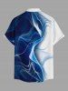 Ombre Sheer Mesh 3D Print Buttons Pocket Hawaii Shirt For Men - Bleu L