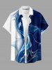 Ombre Sheer Mesh 3D Print Buttons Pocket Hawaii Shirt For Men - Bleu L