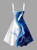 Ombre Sheer Mesh 3D Print Hawaii Tank Dress -  