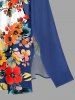 Flowers Branch Colorblock Print Split Hawaii Midi Dress -  