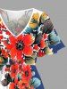 Flowers Branch Colorblock Print Split Hawaii Midi Dress -  