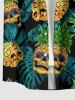 Skull Pineapple Tropical Leaf Print Hawaii Button Pocket Shirt For Men -  