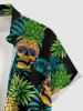 Skull Pineapple Tropical Leaf Print Hawaii Button Pocket Shirt For Men -  
