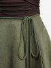 Ruched Textured Ribbed Asymmetric Tank Dress With A Belt -  