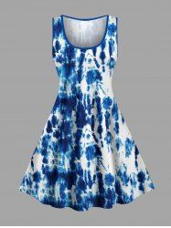 Tie Dye Print Hawaii Tank Dress - Bleu S
