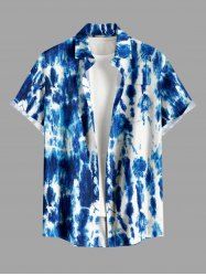 Tie Dye Print Buttons Pocket Hawaii Shirt For Men -  