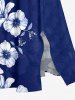 Flower Leaf Print Hawaii Split Pocket A Line Midi Dress -  