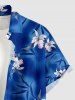 Flowers Leaf Tie Dye Print Buttons Pocket Hawaii Shirt For Men - Bleu L