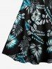 Tropical Leaf Print Hawaii Tank Dress - Noir L