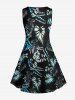 Tropical Leaf Print Hawaii Tank Dress - Noir L