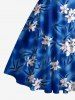 Flowers Leaf Tie Dye Print Crisscross Straps Bowknot Hawaii Tank Dress -  