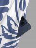Flowers Leaf Print V Neck Hawaii Wide Leg Jumpsuit - Bleu Ciel L