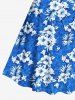 Hibiscus Flower Leaf Print Hawaii Vintage Dress -  