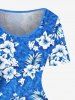 Hibiscus Flower Leaf Print Hawaii Vintage Dress -  