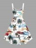 Dog Coconut Tree Umbrella Bus Print Hawaii Tank Dress -  