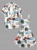 Dog Coconut Tree Umbrella Bus Print Hawaii Tank Dress -  