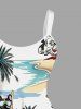 Dog Coconut Tree Umbrella Bus Print Hawaii Tank Dress -  