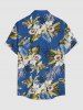 Flowers Leaf Print Buttons Pocket Hawaii Shirt For Men - Bleu 2XL