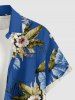 Flowers Leaf Print Buttons Pocket Hawaii Shirt For Men - Bleu 2XL