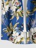 Flowers Leaf Print Buttons Pocket Hawaii Shirt For Men - Bleu 2XL