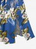 Flowers Leaf Print Split Hawaii Midi Dress - Bleu L
