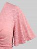 Robe style cottagecore grande taille avec haut court plongeant torsadé et bretelles spaghetti à imprimé floral 3D - Rose clair 2X | US 18-20