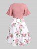 Robe style cottagecore grande taille avec haut court plongeant torsadé et bretelles spaghetti à imprimé floral 3D - Rose clair 2X | US 18-20